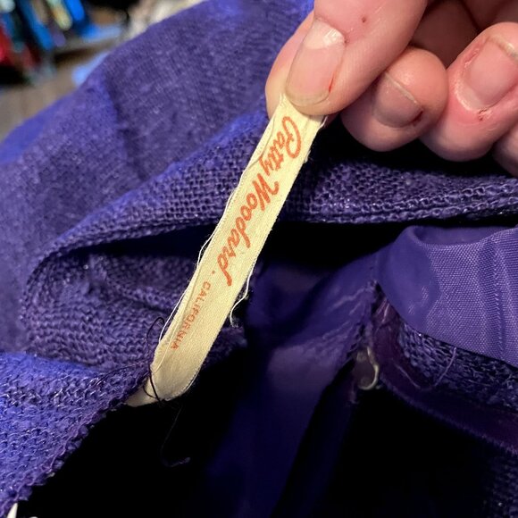 50s Vintage Patty Woodard Purple Woven Skirt and Jacket set with Ruffle Sleeve a - Picture 8 of 9